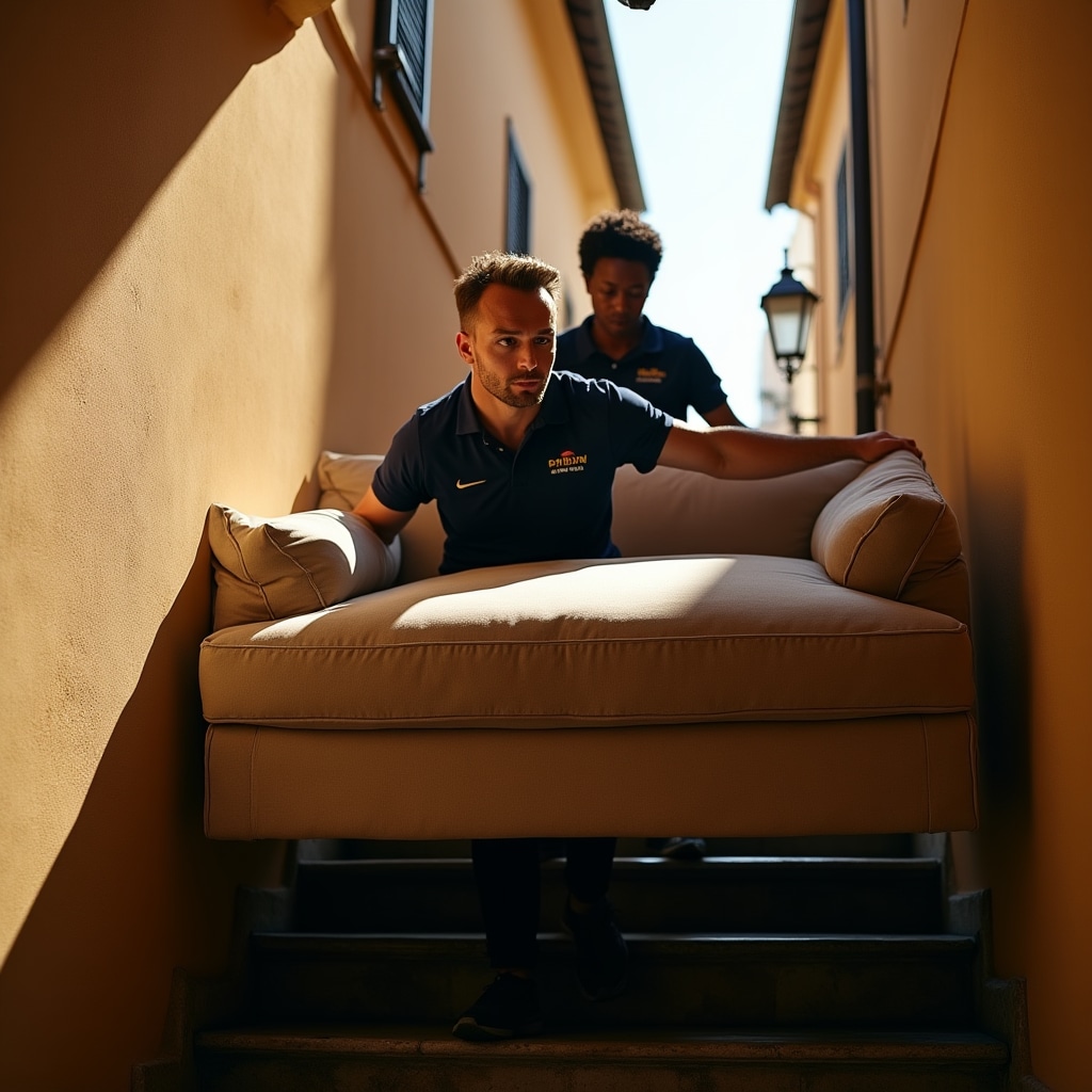 Operatori Xeliqrix che caricano mobili sul camion con cura